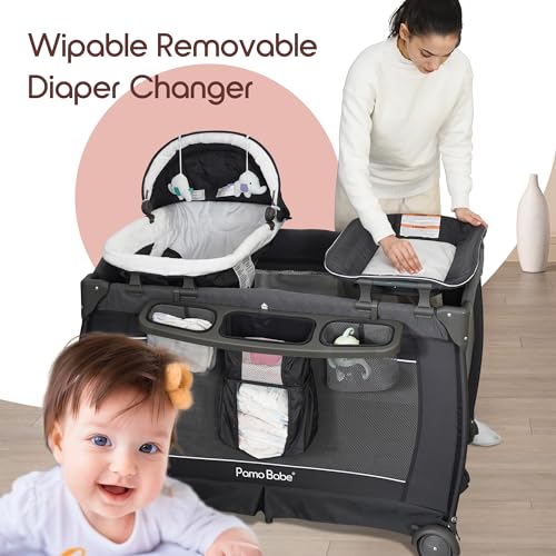 Pamo Babe Playard Deluxe Nursery Center, Foldable Playpen for Baby & Toddler, Grey I32198
