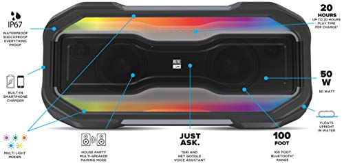 Altec Lansing ROCKBOX XL Wireless Bluetooth Speaker, Waterproof, 20-Hour Playtime K120507