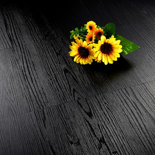 FunStick 17-Pack 6"x36" Peel and Stick Floor Tile Black Wood Vinyl Plank Waterproof S771