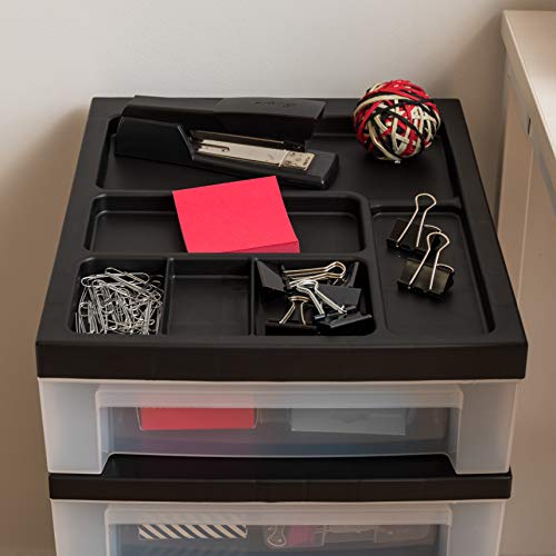 IRIS USA Plastic 10-Drawer Rolling Storage Cart with Wheels, Black/Clear T4065