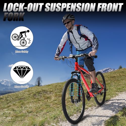 26/27.5" Mountain Bike 21 Speed for Adults, High Carbon Steel Frame R334756