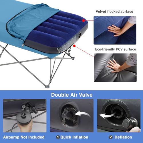 KAMPKEEPER Folding Camping Cot with Inflatable Air Mattress and Carry Bag M949
