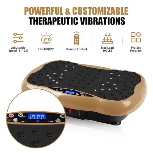 Vibration Plate Exercise Machine for Full Body Fitness with Resistance Bands and Remote F93086