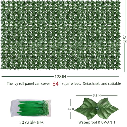 Artificial Ivy Privacy Fence Wall Screen 40x120 in UV-Anti Faux Greenery Backdrop U1001