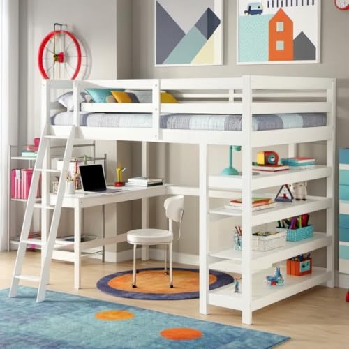 Queen Size Murphy Bed with Desk & Charging Station, White K505073