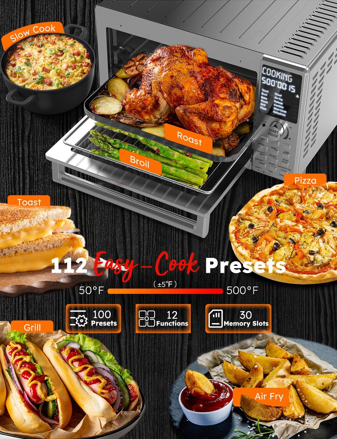 Nuwave Bravo XL Pro Air Fryer Toaster Oven with Grill Combo, 30QT, Stainless Steel J965572