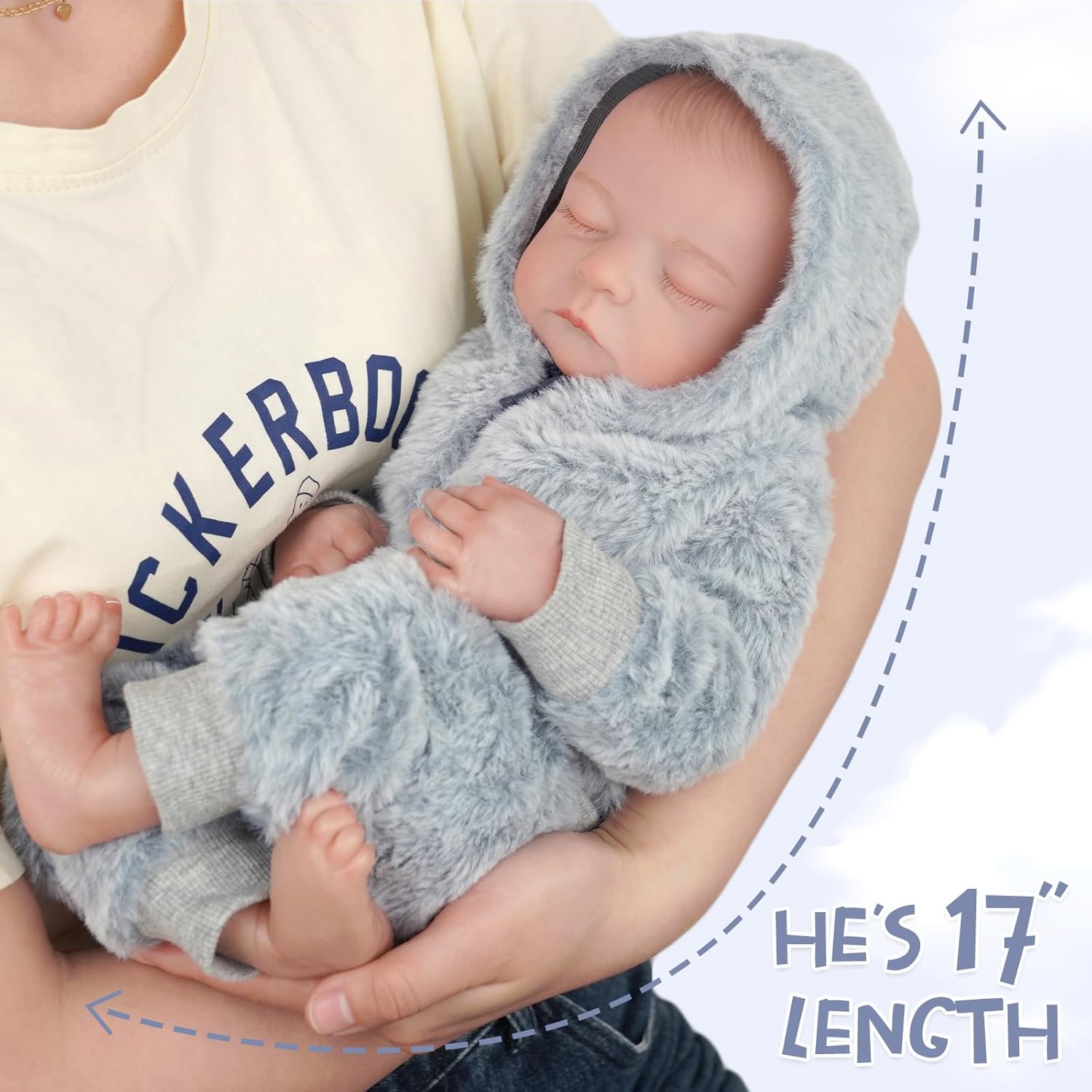 JIZHI Lifelike Reborn Baby Dolls Boy - 17-Inch Soft Realistic Newborn Vinyl Doll for Kids Age 3+ F9109