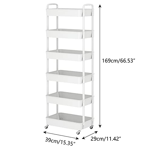 Sywhitta 3-Tier Plastic Rolling Utility Cart with Handle, Black F220270