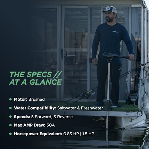 Newport Vessels Newport Pontoon-Series 55lb Thrust Saltwater Electric Trolling Motor with Deck Mount Bracket A2943