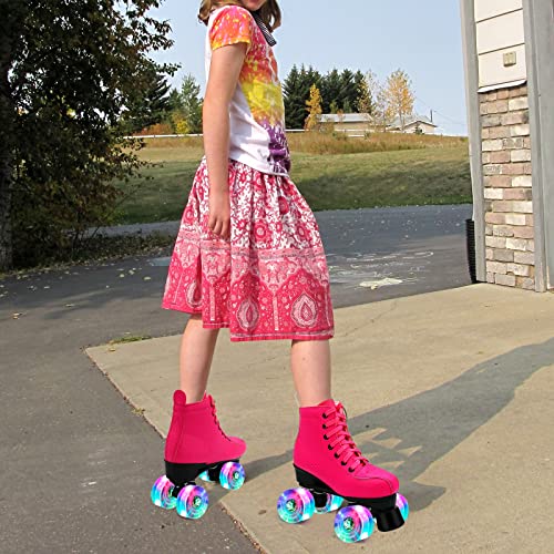 High-top Roller Skates for Women & Girls with Shiny Wheels Y727472