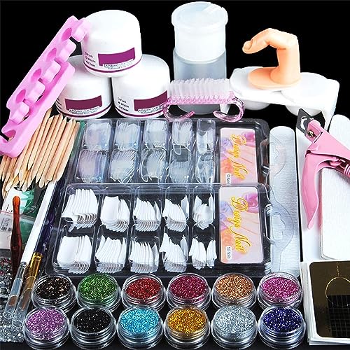 Acrylic Nail Kit for Beginners with Everything Acrylic Nail Set with Drill and U V Light Professional Nails Kit Acrylic Set with Everything for Beginners Acrylic Powder Glitter Decoration Powder Nail Art Starter Kit Gift for Women