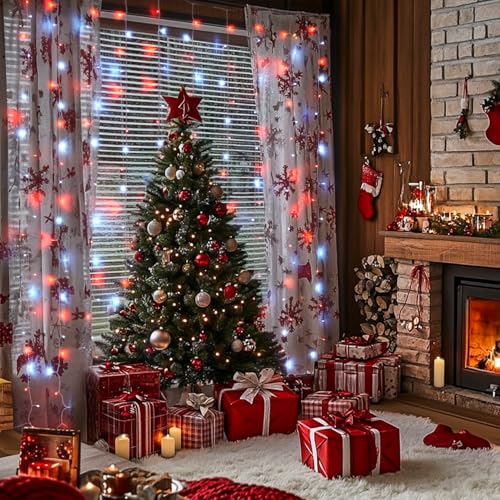 JMEXSUSS 300 LED Remote Control Christmas Curtain Lights, Warm White V64841