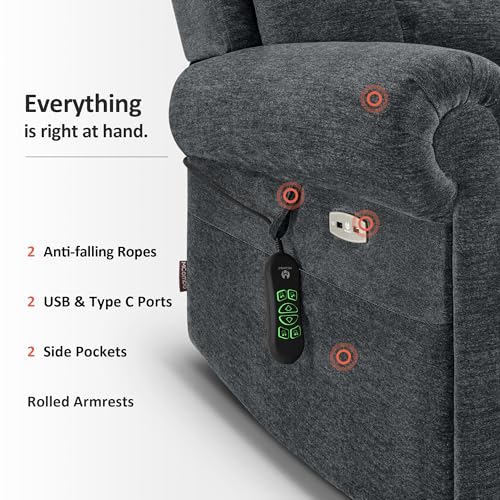 MCombo Triple Motor Power Lift Recliner Chair with Massage and Heating, Fabric, Coffee M573841