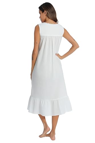 AVIIER Women's Sleeveless Cotton Nightgown with Pockets K877875