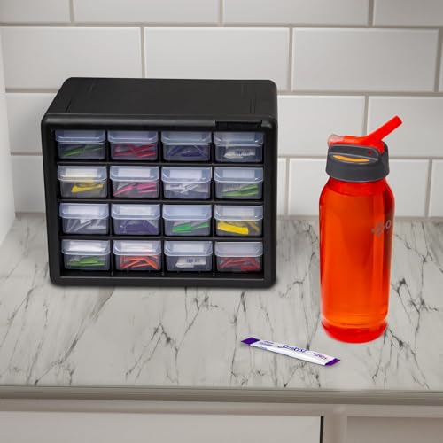 Akro-Mils 24-Drawer Plastic Storage Cabinet, Black I624065