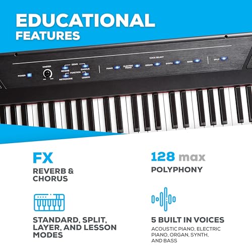 Alesis Recital 88 Key Digital Piano Keyboard with Semi Weighted Keys Q3138
