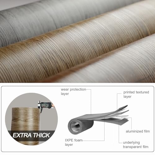 Oxdigi Peel and Stick Vinyl Flooring Roll 23"x393" Waterproof Wood Plank U1250