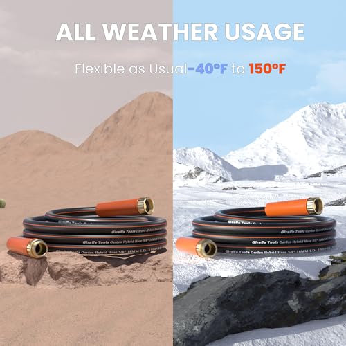 Giraffe Tools Garden Hose 100ft x 5/8", Heavy Duty Flexible Hybrid Hose Q38065