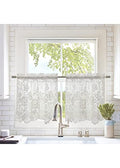 Louis Embroidered Floral Lace Window Curtain Swag Pair 72" x 32" in Ivory