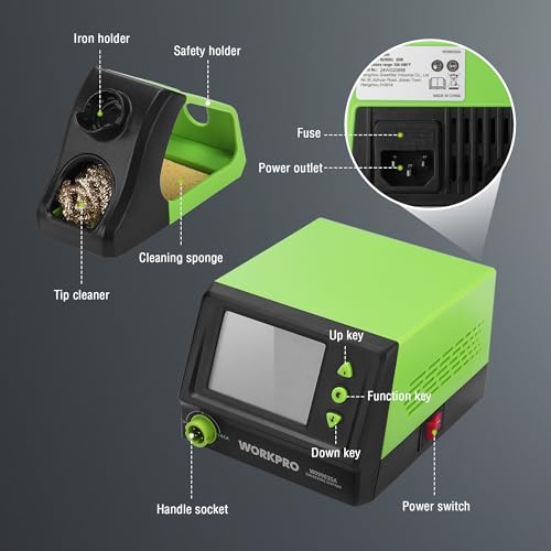WORKPRO Soldering Station 60W Digital Display Soldering Iron Kit with 5 Extra Tips R91490
