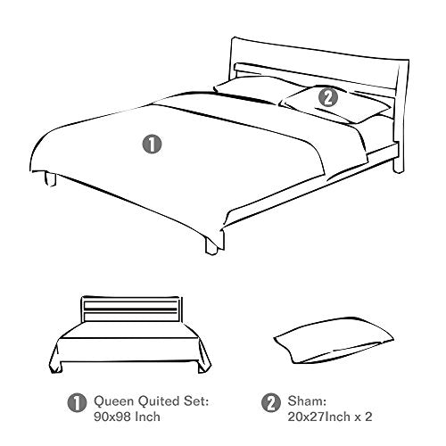 Travan Cotton Quilt Set 3-Piece King Reversible Embroidered Bedding with Shams D49534