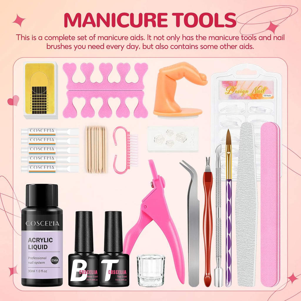 Acrylic Nail Kit with Drill and Nail Lamp for Beginners N2125