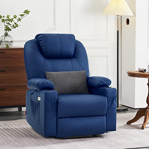 MCombo Dual Motor Power Lift Recliner Chair for Elderly with Heat and Massage, Faux Leather, Black R7957