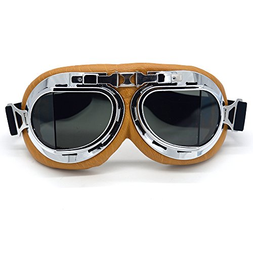 evomosa Motorcycle Goggles Vintage Pilot Style Cruiser Scooter Goggle Outdoor Sand Goggles Bike Racer Cruiser Touring Eyewear for Half Helmet