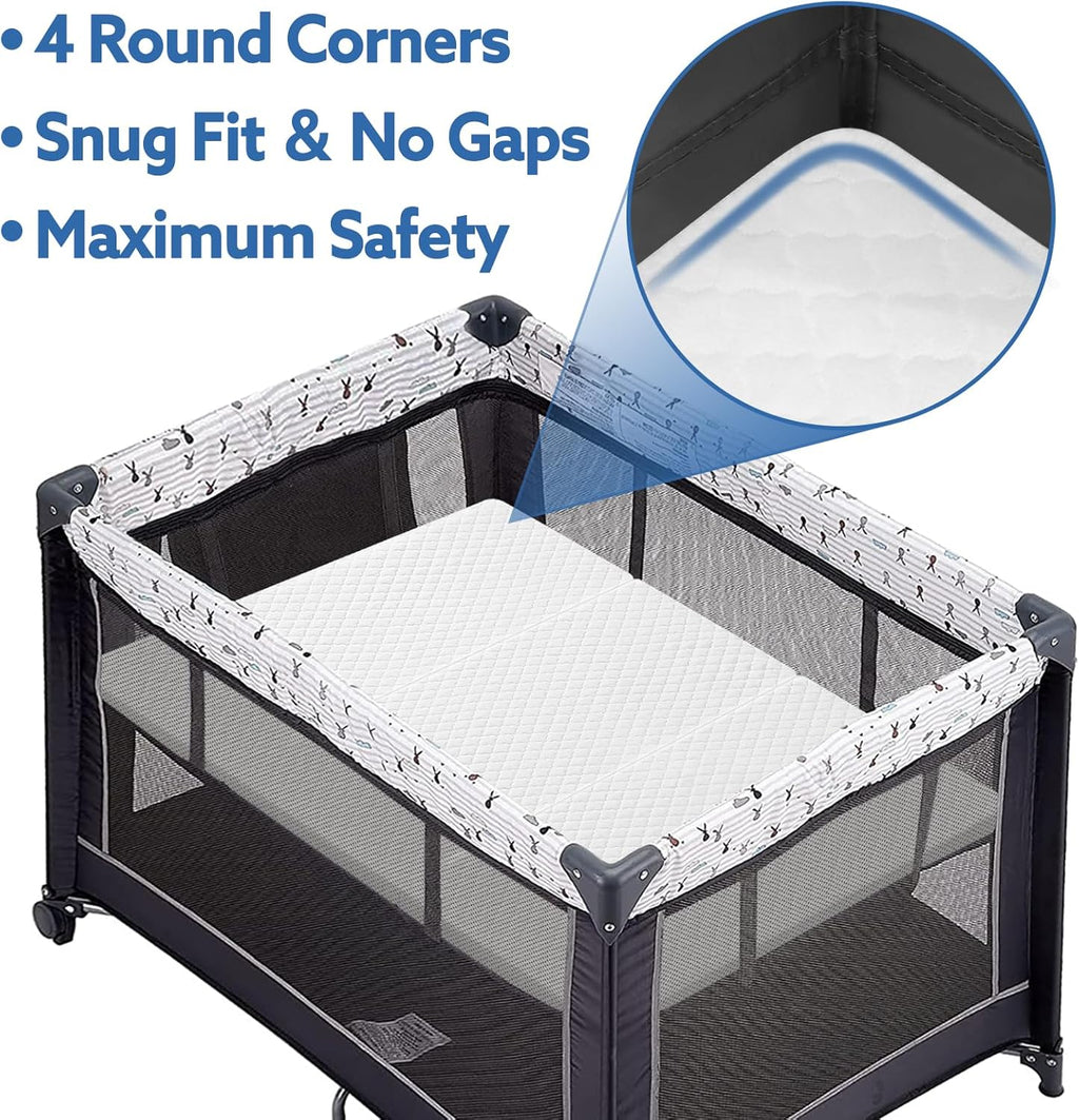 Trifold Pack and Play Mattress, Waterproof, Portable Crib Topper, 38x26 T362223