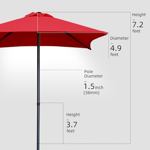 4.9 ft Patio Umbrella with UV Protection & Waterproof S76524