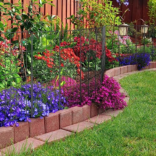 OUSHENG Decorative Garden Fence 10 Pack, 37.5in x 10ft Rustproof Metal Wire Panel S94845