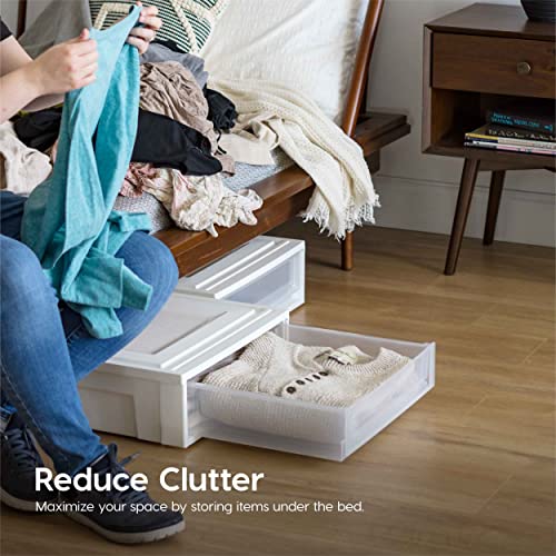 IRIS USA 17 Qt Plastic Drawer Storage Organizer, 4-Pack, White T2447