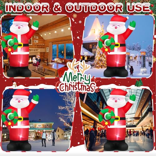 Danxilu 14FT Giant Christmas Inflatables Santa Claus with Wreath Built-in LED Lights M702884