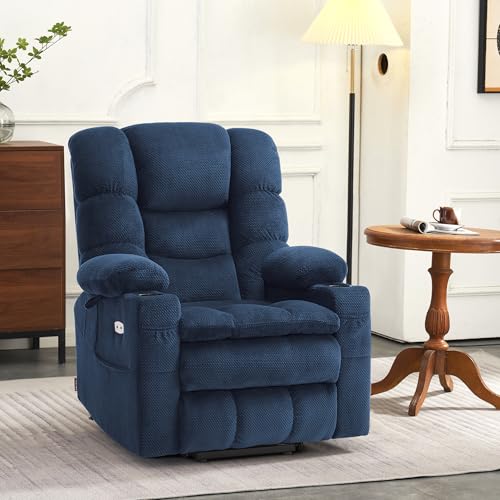 MCombo Large Triple Motor Power Lift Recliner Chair with Massage and Dual Heating, Grey D316