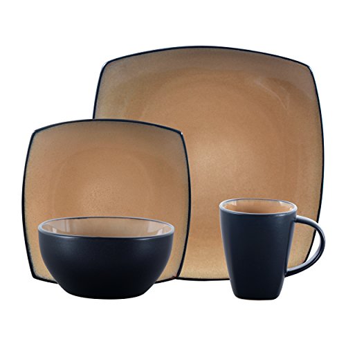 Gibson Elite Soho Lounge Reactive Glaze Stoneware Dinnerware Set, Service for 4 (16pc), Red