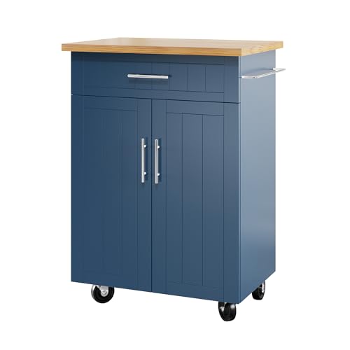 Shintenchi Kitchen Island Cart with Storage on Wheels, White V99091