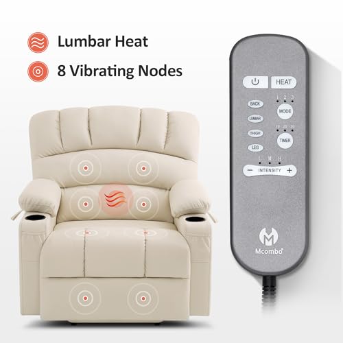 MCombo Oversized Power Lift Recliner Chair for Elderly with Heat and Massage, Faux Leather, Dark Brown N537