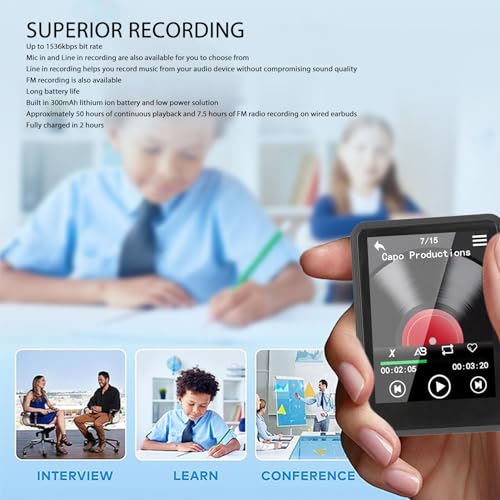 MP3 Player with Bluetooth, Built-in Speaker, 2.4 Inch Screen D345