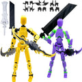 2 Packs (Assembly Completed) T13 Action Figure Set,Titan 13 Robot Movable Action Figure,3D Printed 13 Action Figure Articulated,Full Body Mechanical Doll,Christmas Birthday Gift for Kids Adult (R+G)