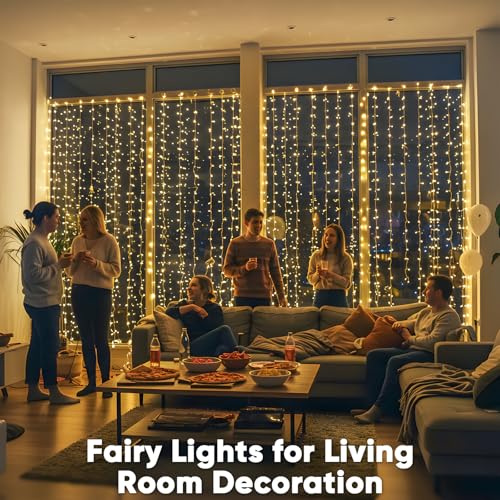 suddus Curtain Lights 300 LED Warm White for Bedroom, Outdoor & Christmas Decor K310