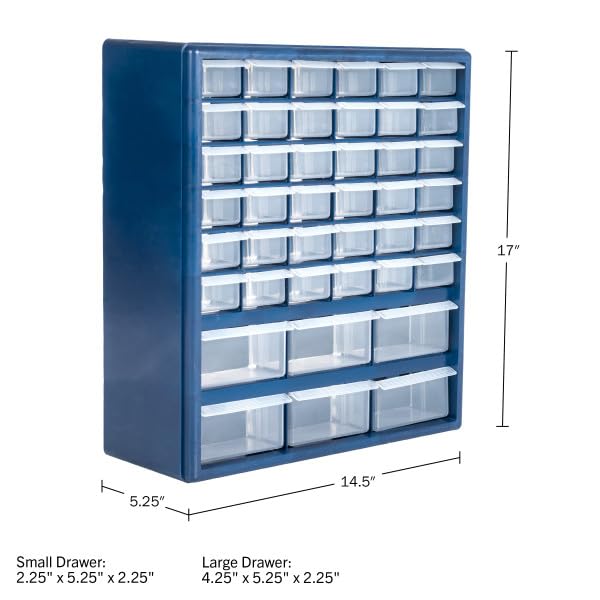 Stalwart Plastic Storage Drawers 42 Compartment Organizer for Hardware, Crafts, Tools S556