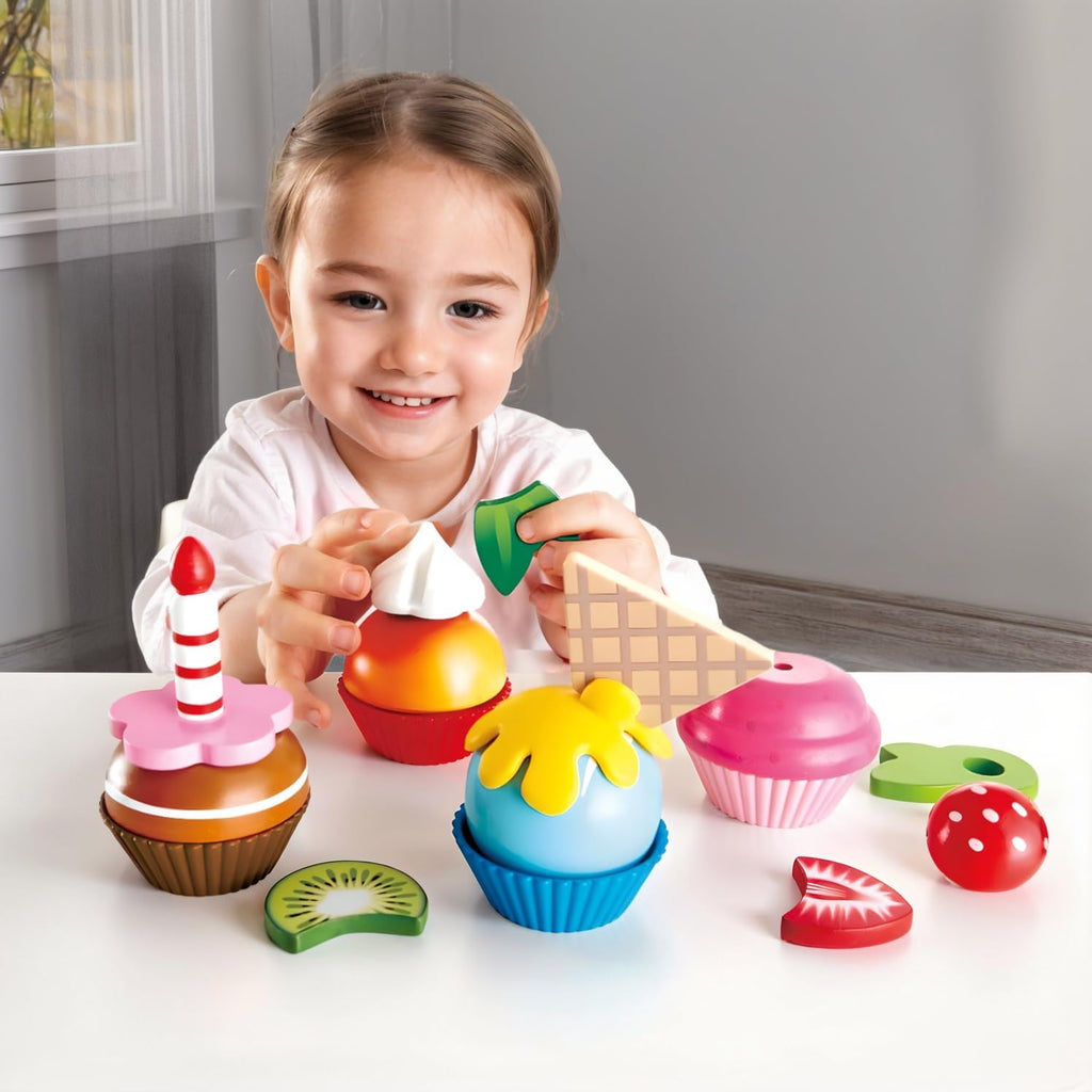 Hape Colorful Wooden Cupcakes Pretend Play Food Kitchen Toy U311