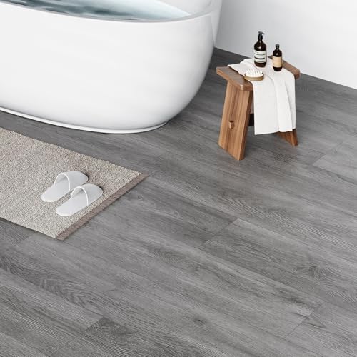Self Adhesive Vinyl Flooring Planks Wood Effect Waterproof Grey 36pcs U963416