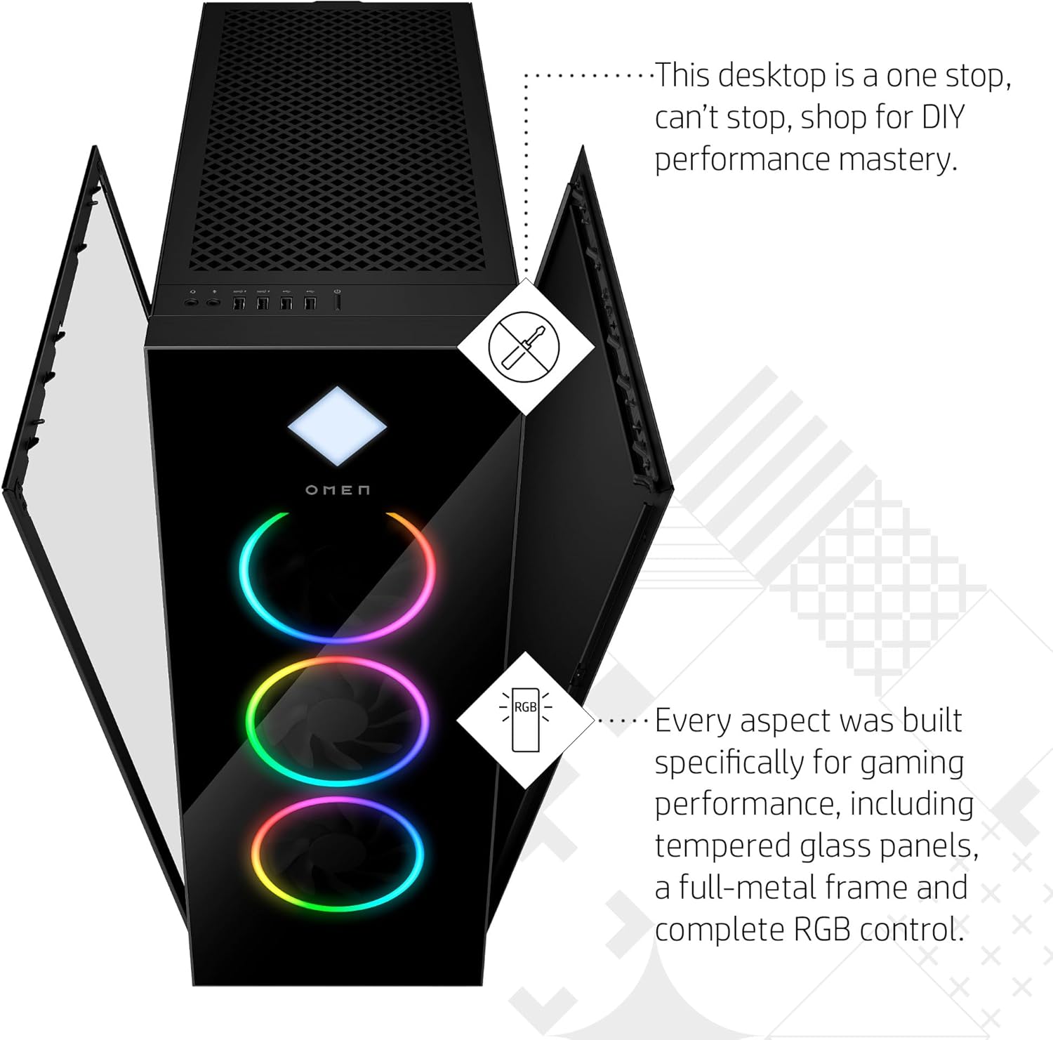 HP OMEN 45L Gaming Desktop, Intel Core i7-14700K, 32GB RAM, 1TB SSD, RTX 4070 SUPER Ti, Windows 11 Pro N3748