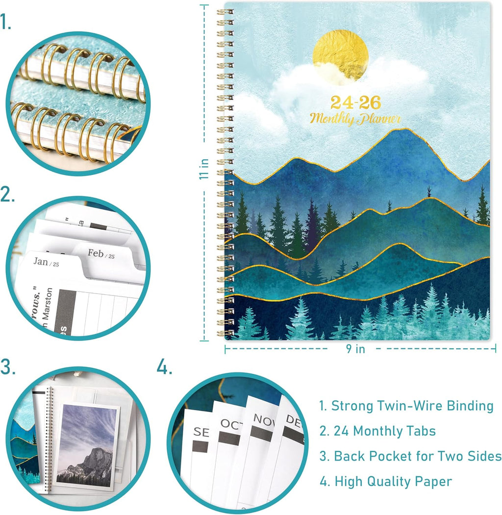 2024-2026 Monthly Planner 9" x 11" with Flexible Cover R965
