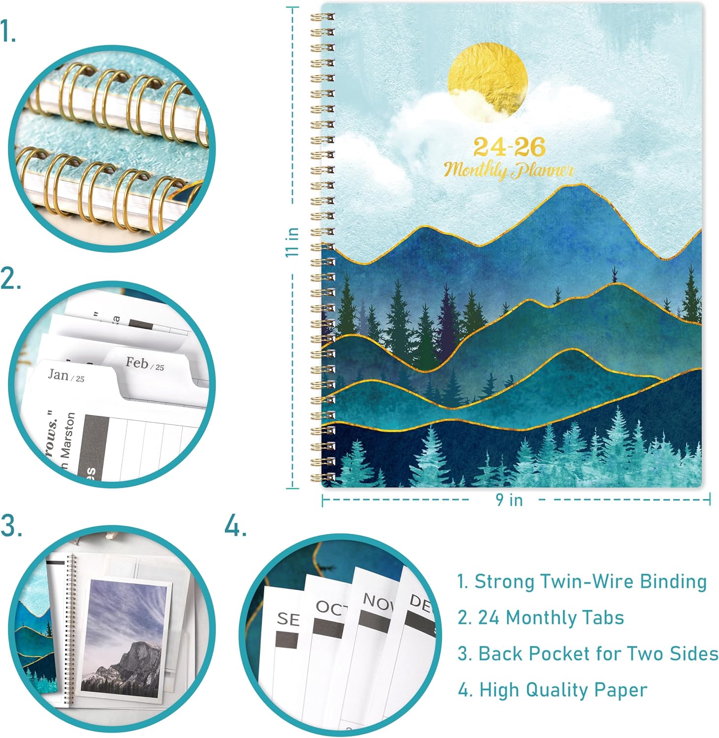 2024-2026 Monthly Planner 9" x 11" with Flexible Cover R965
