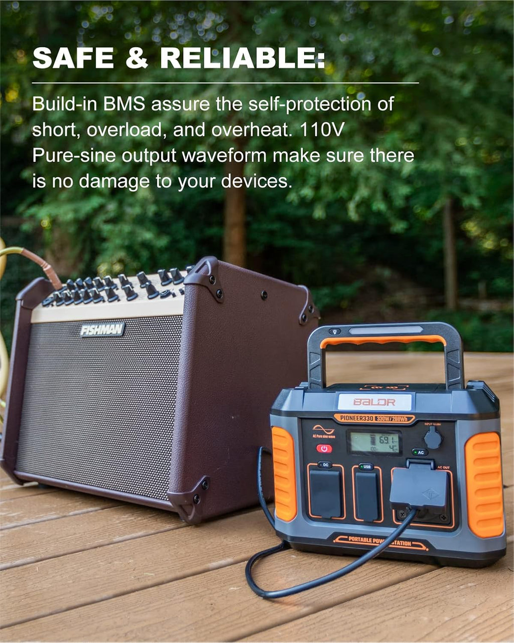 BALDR Portable Power Station 330W Solar Generator with 120V AC Outlet C307