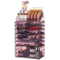 Cq acrylic Makeup Organizer Skin Care Large Clear Cosmetic Display Cases Stackable Storage Box With 11 Drawers For Vanity,Set of 4
