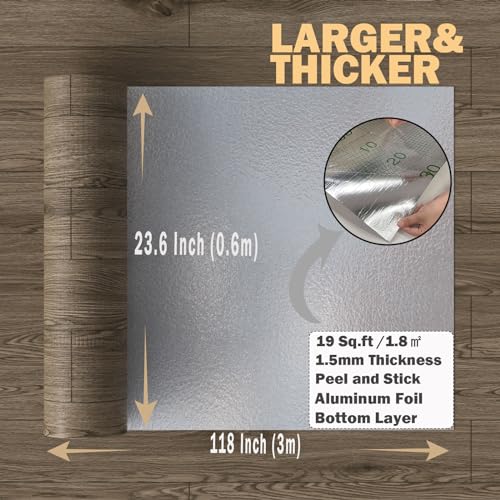 Oxdigi Peel and Stick Vinyl Flooring Roll 23"x393" Waterproof Wood Plank U1250