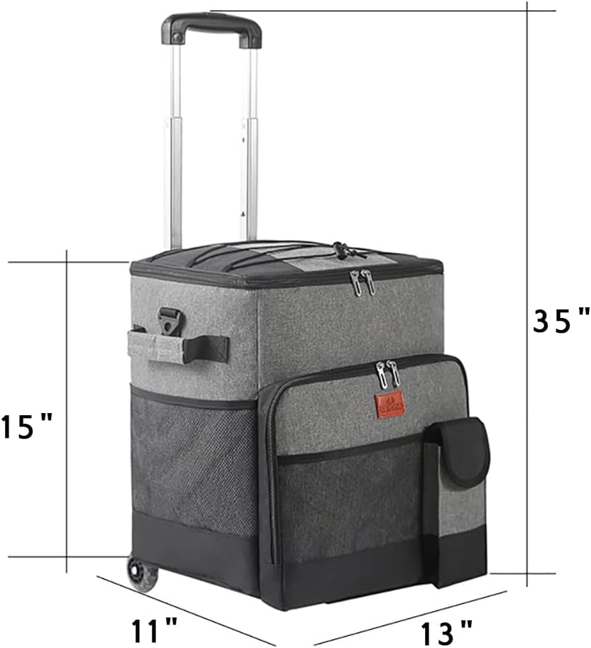 Soft Cooler with Wheels - Insulated Rolling Cooler for Picnic Beach X832304